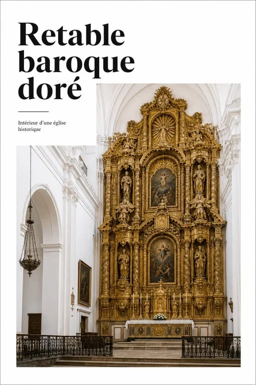 Retable monumental doré dans une église Saint-Jean-Baptiste