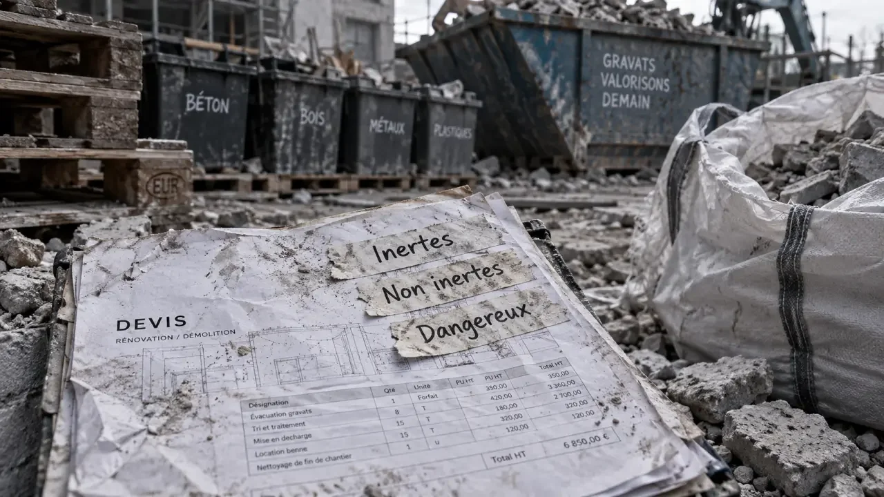 Illustration : Évacuation des gravats : sacs ou benne, le seuil des 3 tonnes change la décision